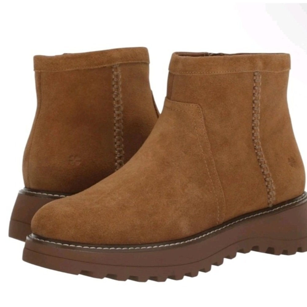 Lucky Brand Chameli Suede Lug Booties Women's‎ Brown Leather Ankle Boots 7M